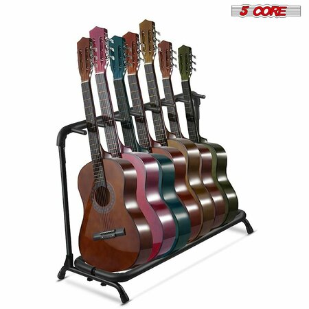 5 Core 5 Core Guitar Stand 7 Space Rack for Acoustic Electric Bass Guitar - Foam Padded Multi Guitar Holder GRack 7N1